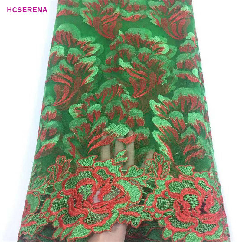 2025 Nigerian Embroidered African Lace Fabric for Wedding - No. 076, 5 Yards