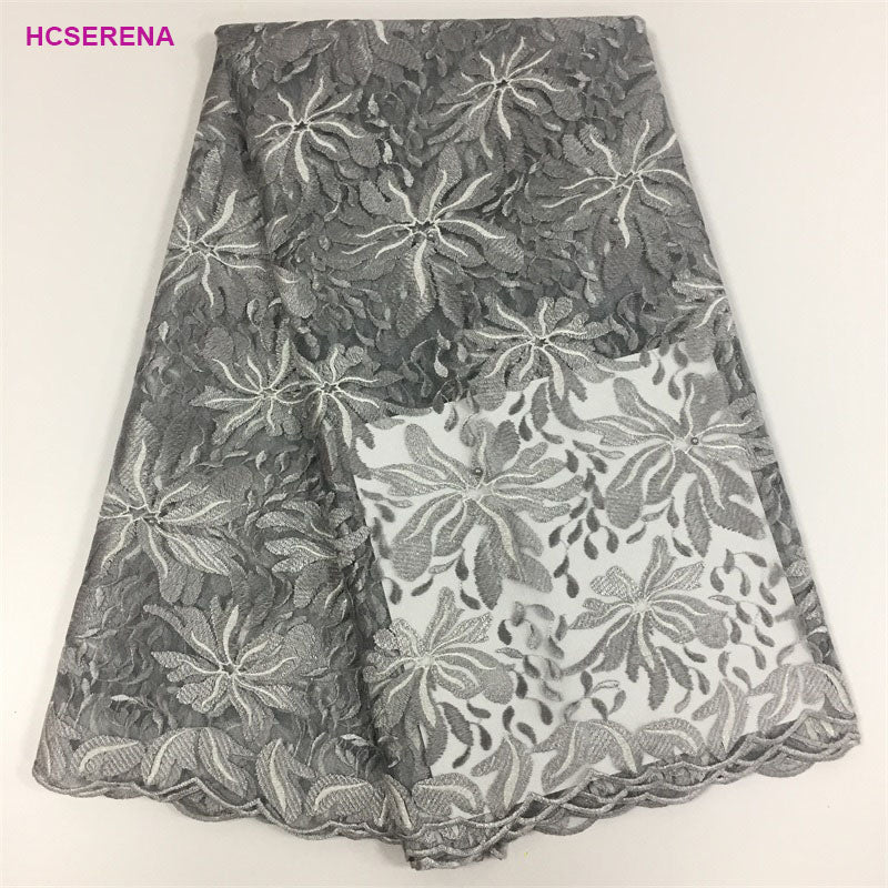 2025 Nigerian Embroidered African Lace Fabric for Wedding - No. 038, 5 Yards