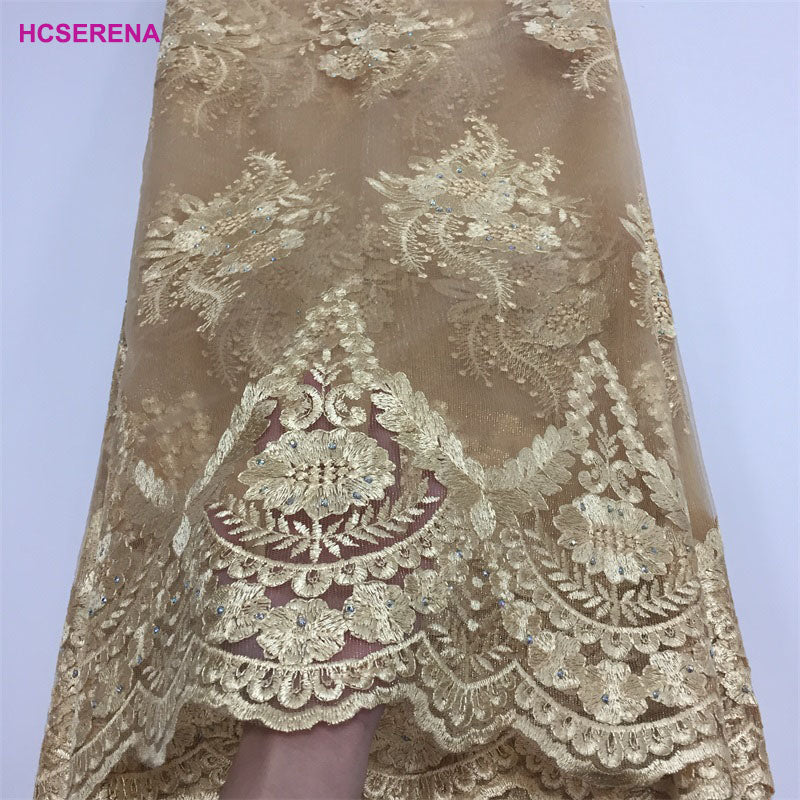 2025 Nigerian Embroidered African Lace Fabric for Wedding - No. 043, 5 Yards