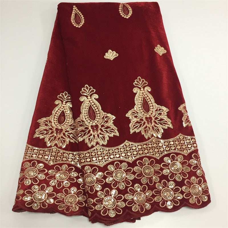 2025 Nigerian Embroidered African Lace Fabric for Wedding - No. 002, 5 Yards