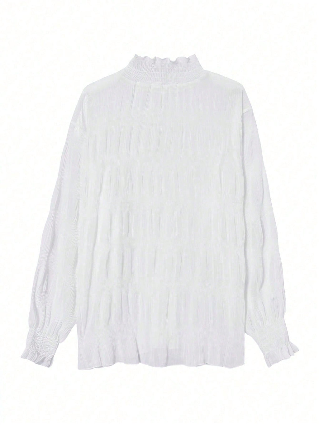 Women's Autumn/Winter Lace Trim Long Sleeve Sheer Chiffon Blouse Layering Top White Summer