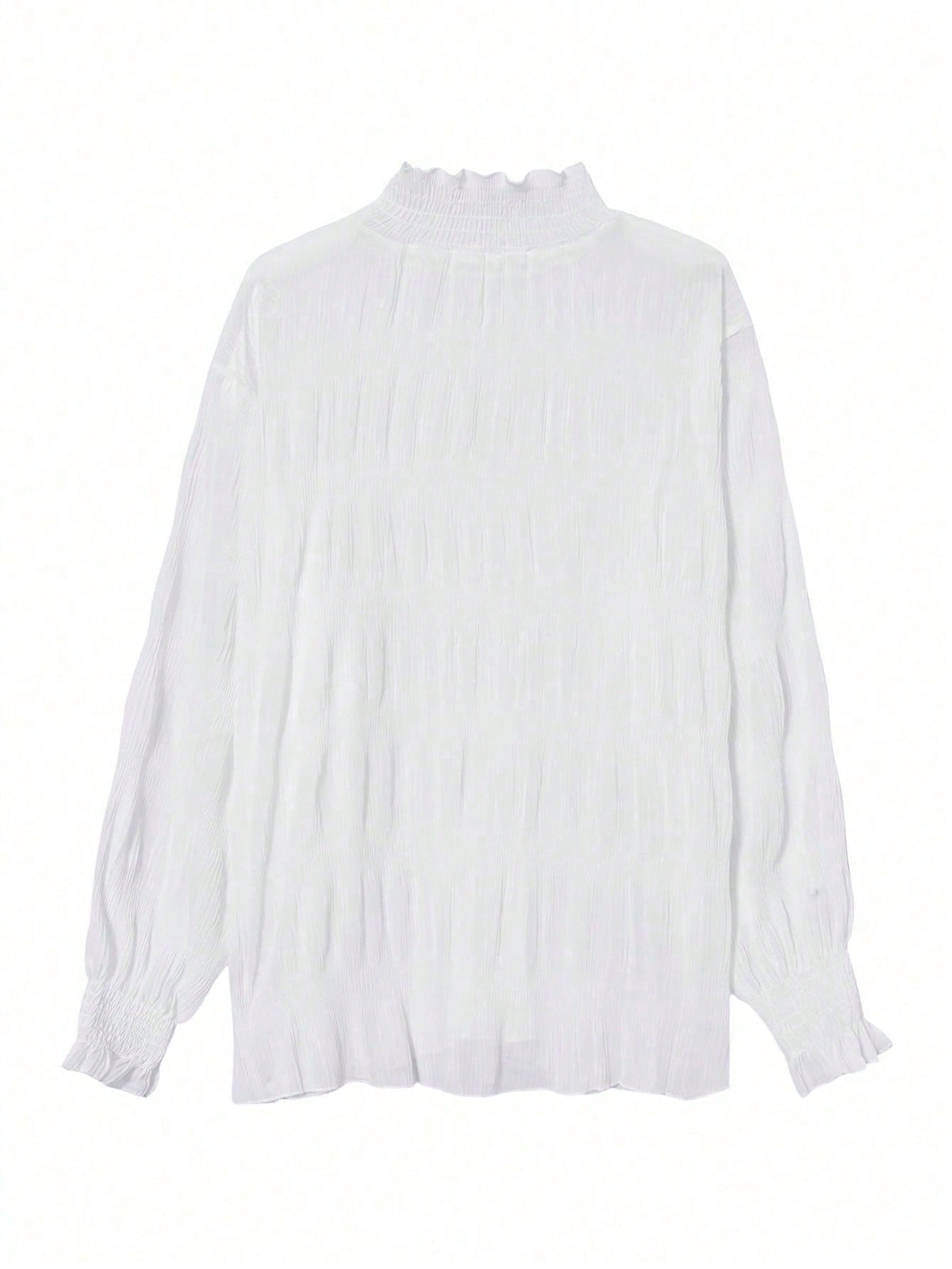 Women's Autumn/Winter Lace Trim Long Sleeve Sheer Chiffon Blouse Layering Top White Summer
