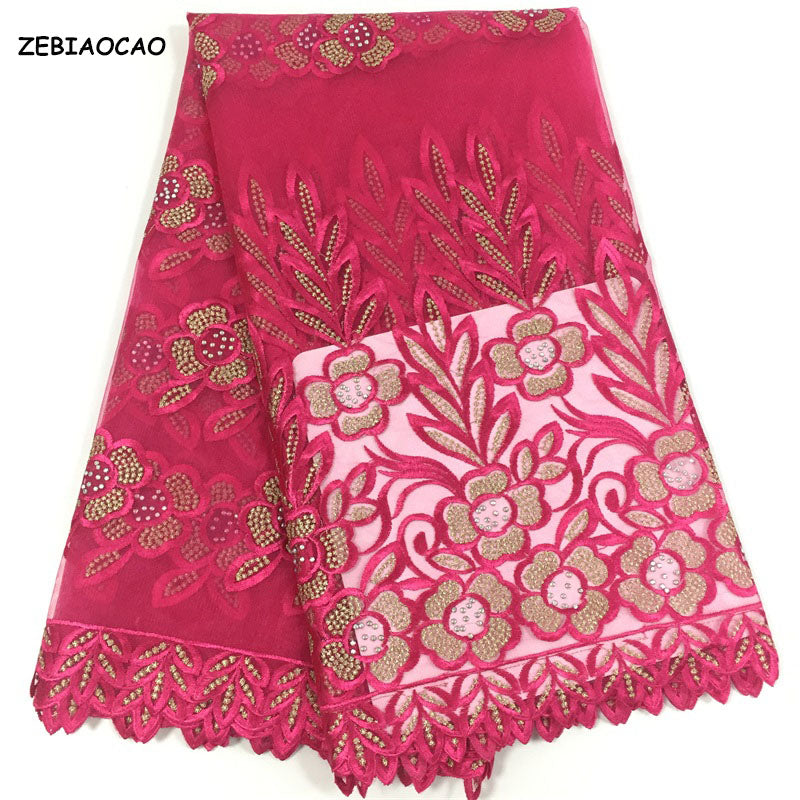 2025 Nigerian Embroidered African Lace Fabric for Wedding - No. 035, 5 Yards