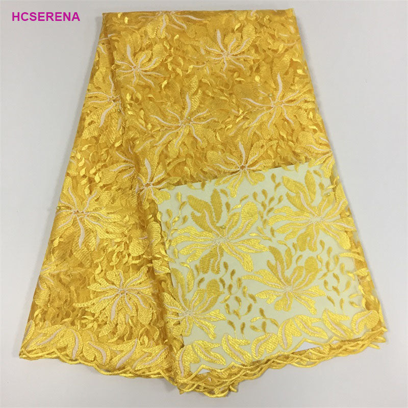 2025 Nigerian Embroidered African Lace Fabric for Wedding - No. 038, 5 Yards