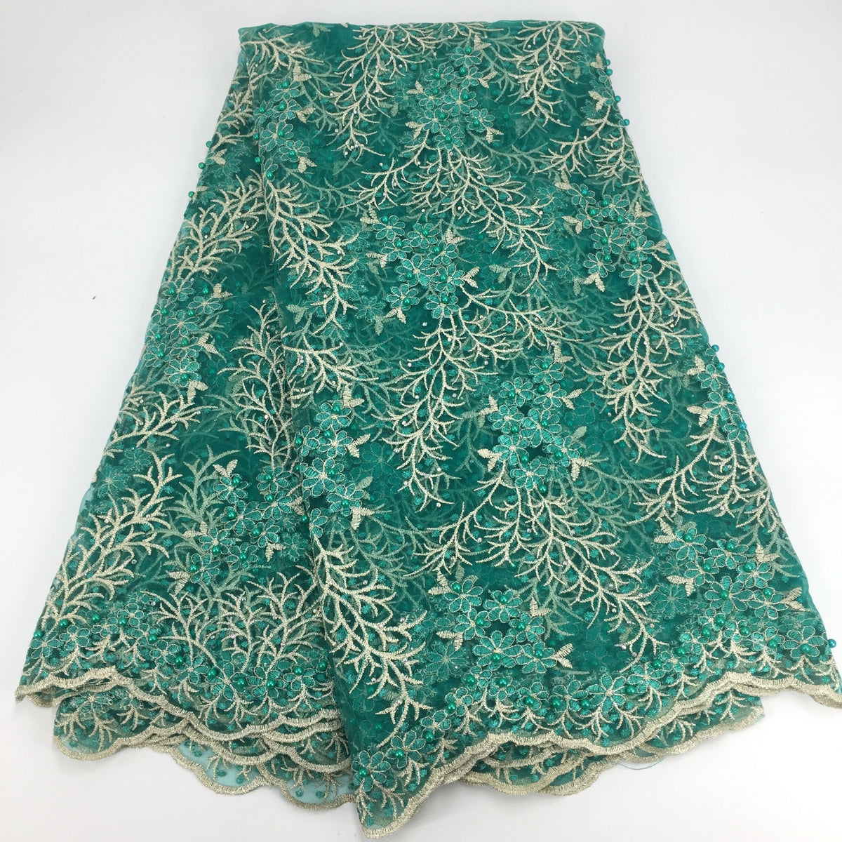 2025 Nigerian Embroidered African Lace Fabric for Wedding - No. 108, 5 Yards