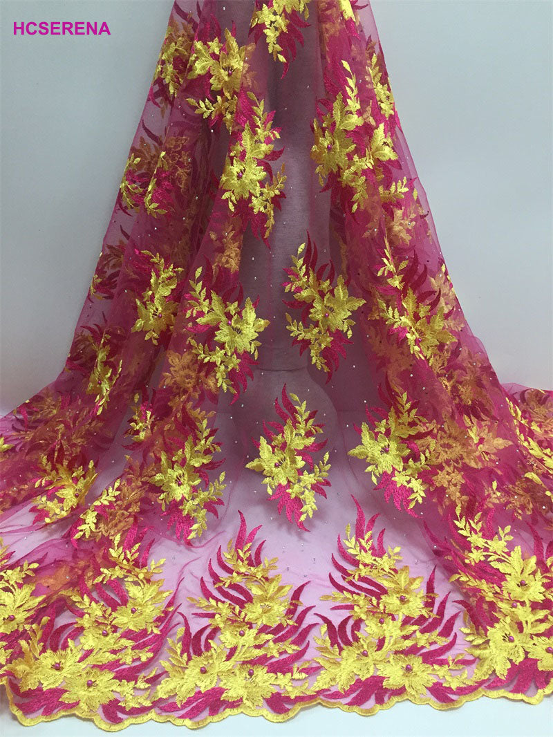 2025 Nigerian Embroidered African Lace Fabric for Wedding - No. 001, 5 Yards