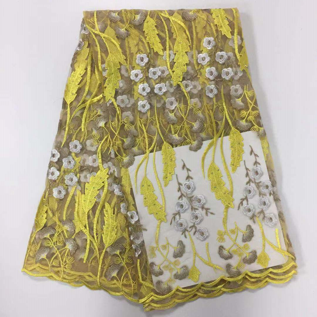 2025 Nigerian Embroidered African Lace Fabric for Wedding - No. 058, 5 Yards