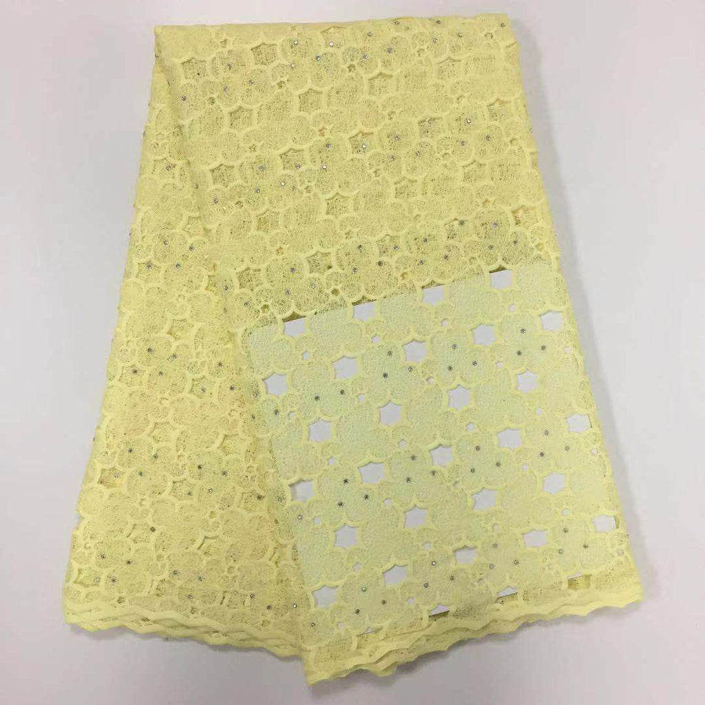 2026 French Laser Lace Fabric - African Cord (Green) - STD, 5 Yards