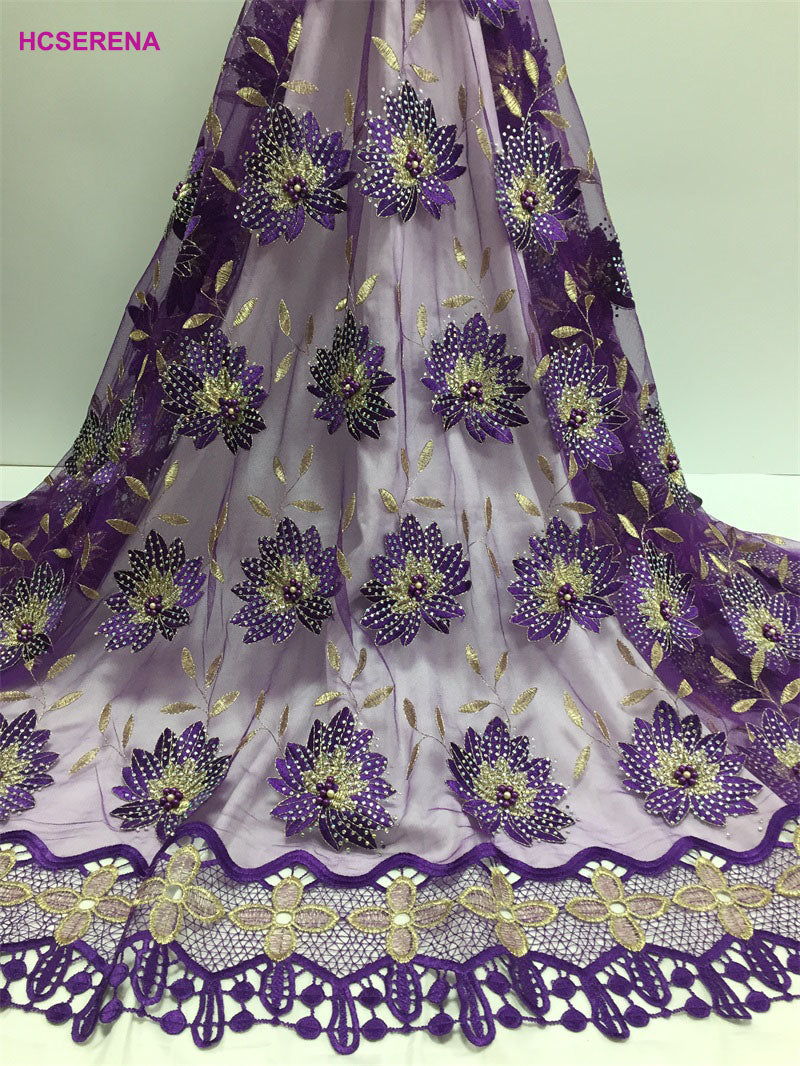2025 Nigerian Embroidered  Lace Fabric High Quality 5 Yards African Lace Fabric Lace Wedding Dress for Women party Dress .DIY SEWING
