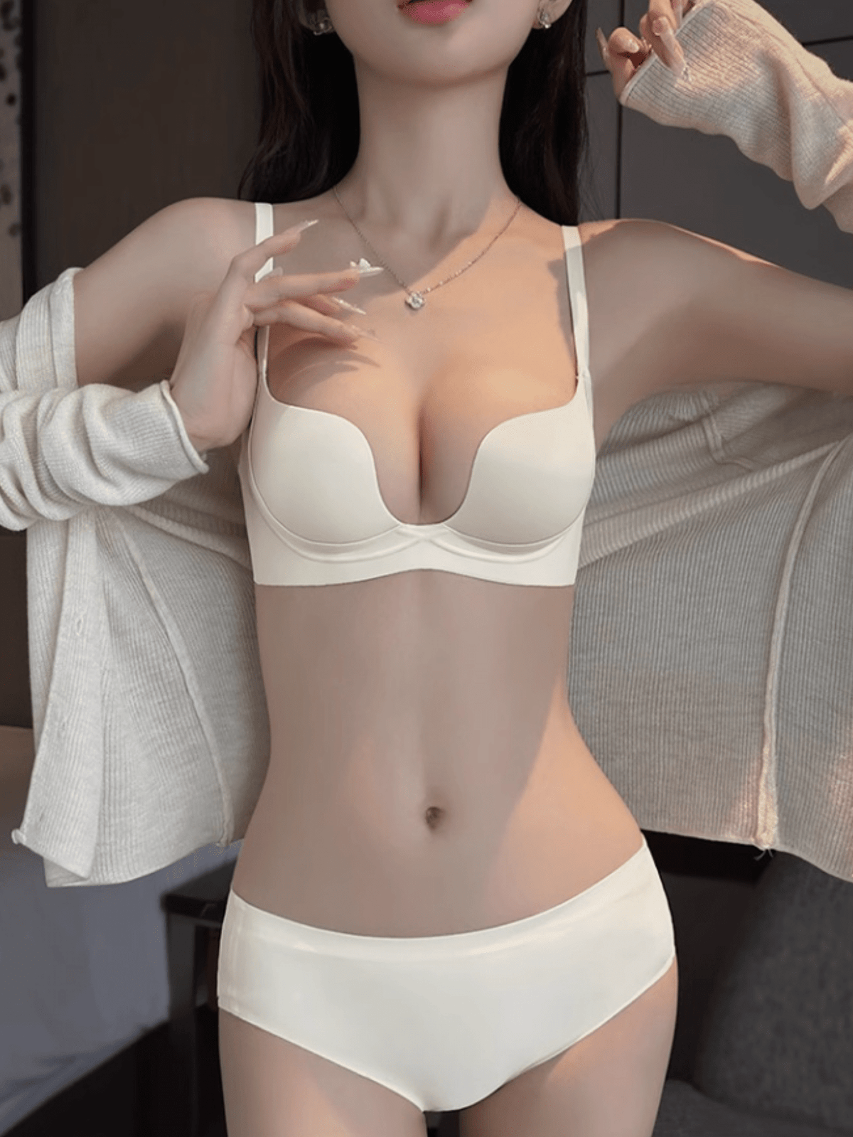 Deep V Soft & Comfortable Padded Brassiere For Small Bust, Lift & Support, Half Cup Underwire Bra