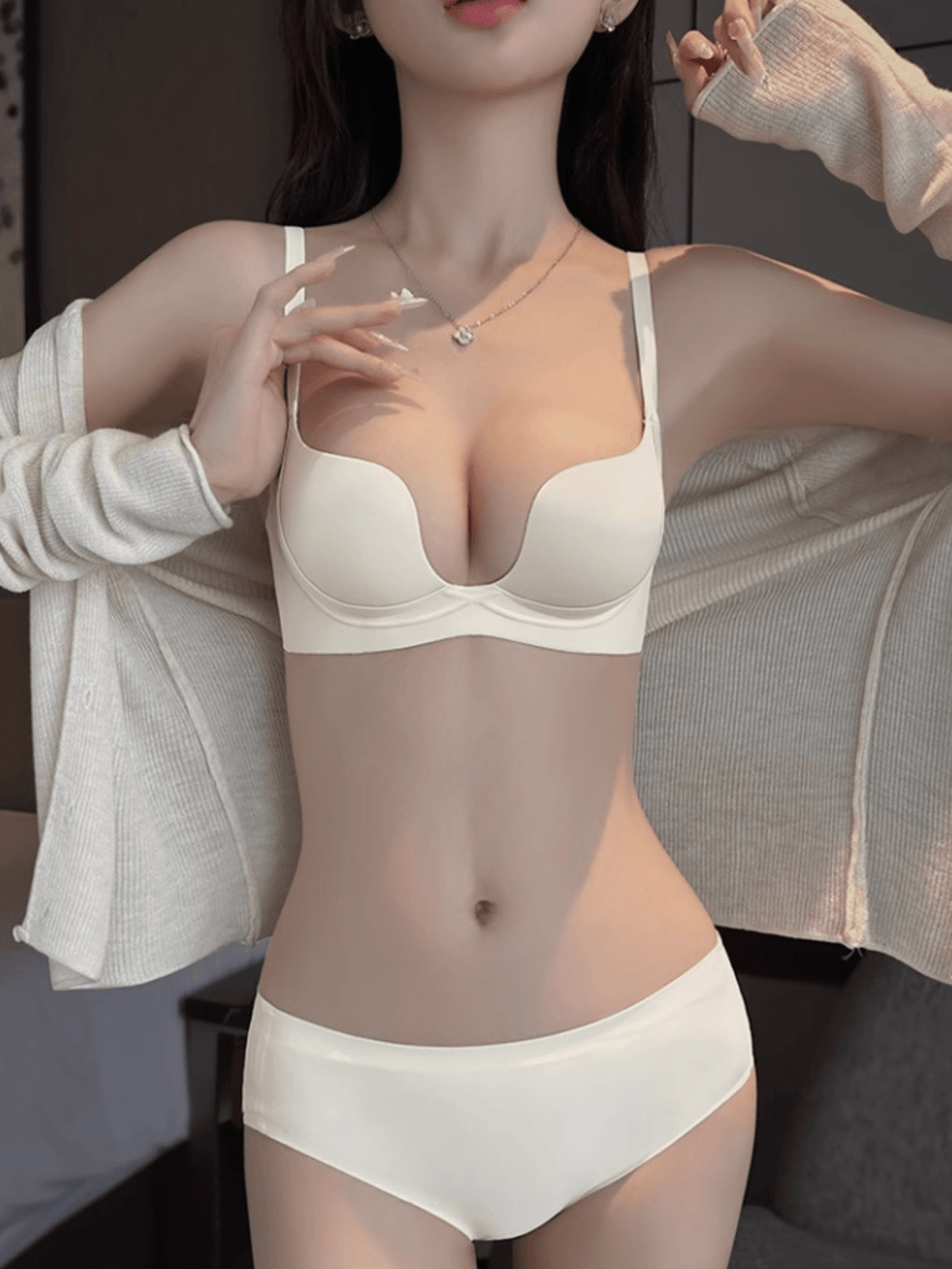 Deep V Soft & Comfortable Padded Brassiere For Small Bust, Lift & Support, Half Cup Underwire Bra
