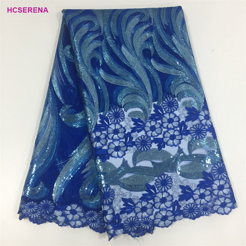 2025 Nigerian Embroidered African Lace Fabric for Wedding - No. 041, 5 Yards
