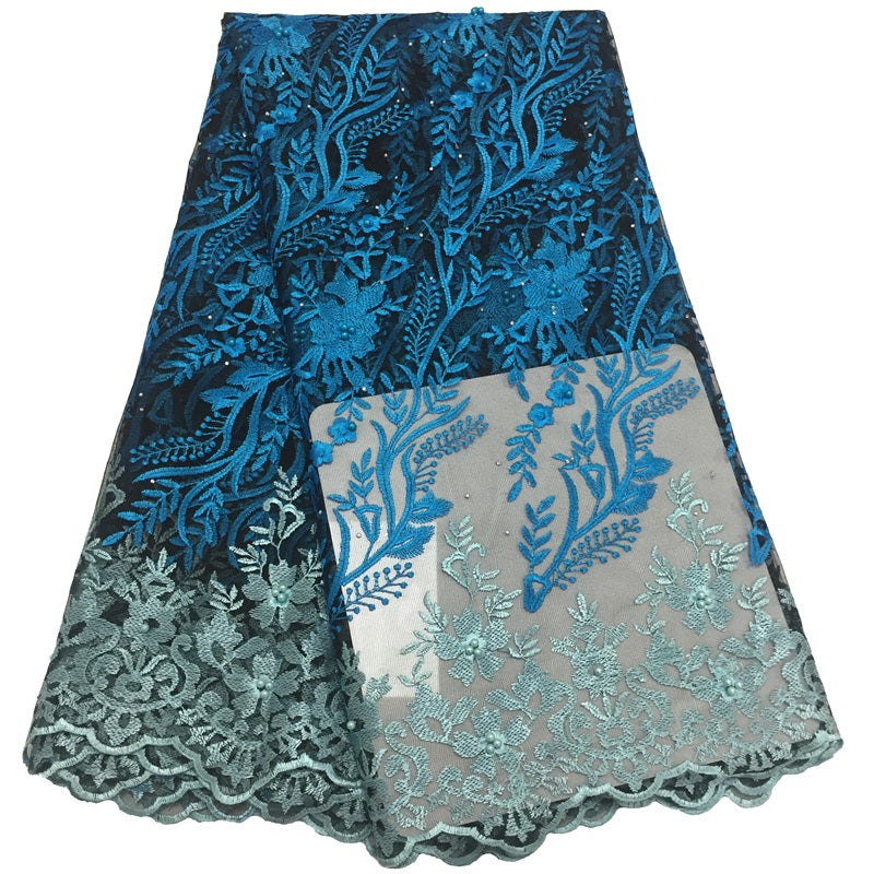 2025 Nigerian Embroidered African Lace Fabric for Wedding - No. 146, 5 Yards