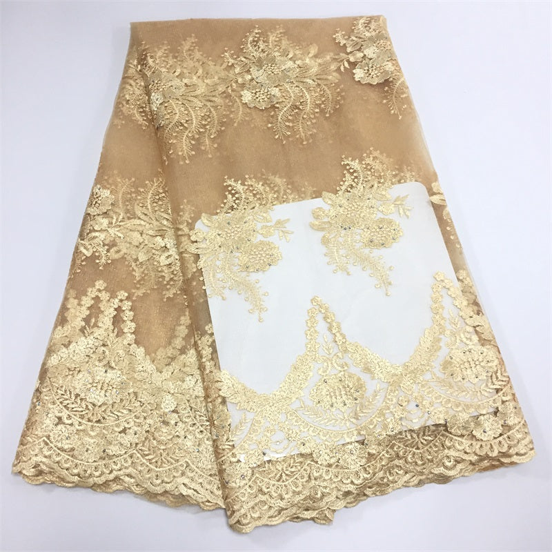 2025 Nigerian Embroidered African Lace Fabric for Wedding - No. 063, 5 Yards
