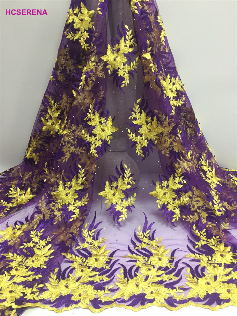 2025 Nigerian Embroidered African Lace Fabric for Wedding - No. 001, 5 Yards