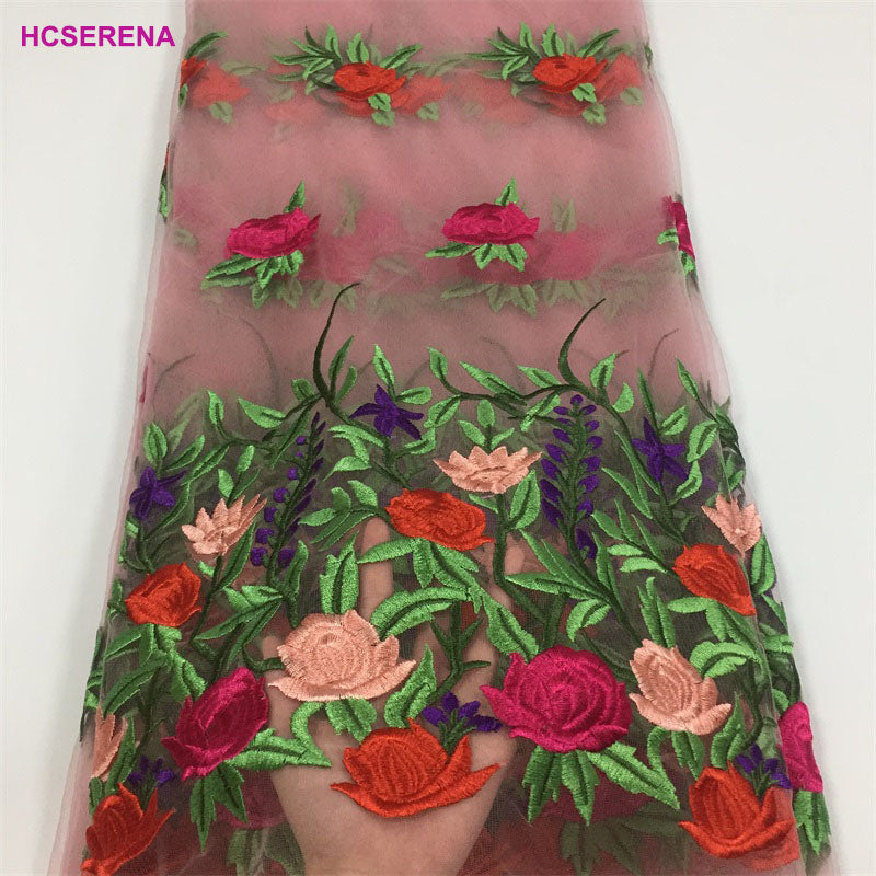 2025 Nigerian Embroidered  Lace Fabric High Quality 5 Yards African Lace Fabric Lace Wedding Dress for Women party Dress .DIY SEWING
