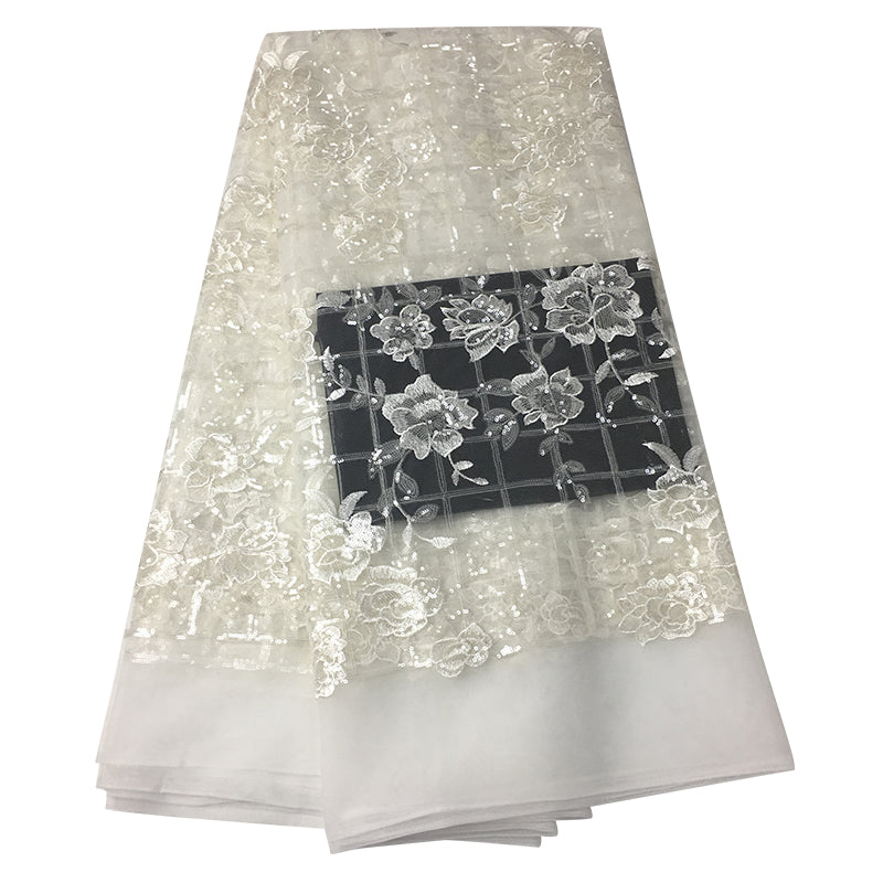 2025 Nigerian Embroidered African Lace Fabric for Wedding - No. 052, 5 Yards