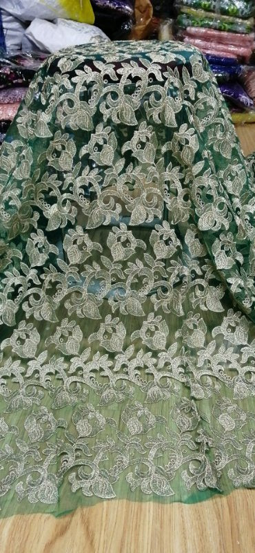 2025 Nigerian Embroidered African Lace Fabric for Wedding - No. 080, 5 Yards