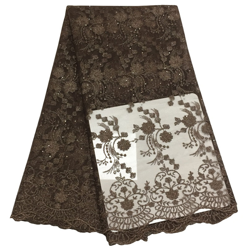 2025 Nigerian Embroidered African Lace Fabric for Wedding - No. 152, 5 Yards