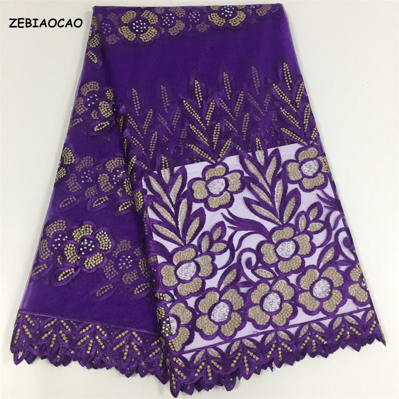 2025 Nigerian Embroidered African Lace Fabric for Wedding - No. 035, 5 Yards