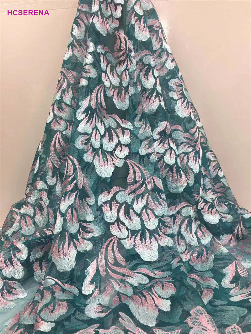 2025 Nigerian Embroidered African Lace Fabric for Wedding - No. 064, 5 Yards