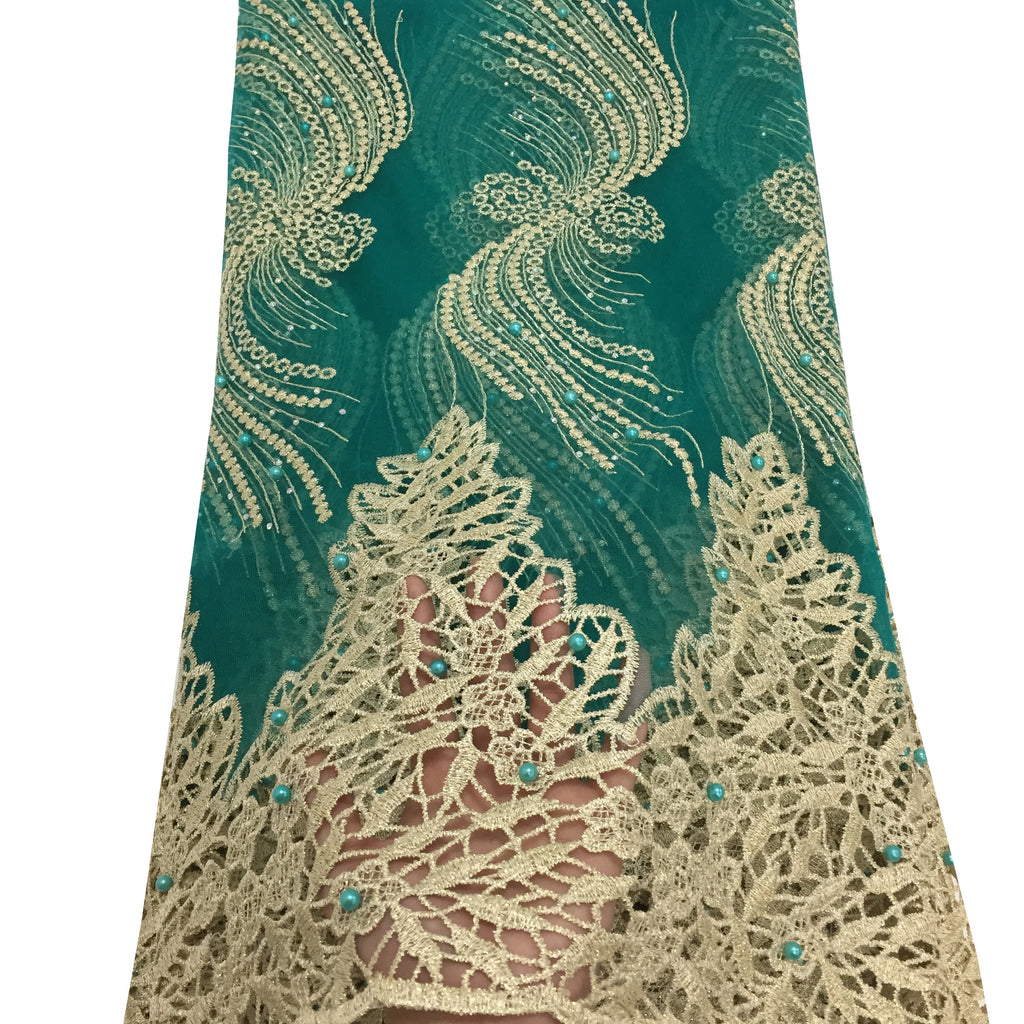 2025 Nigerian Embroidered African Lace Fabric for Wedding - No. 027, 5 Yards