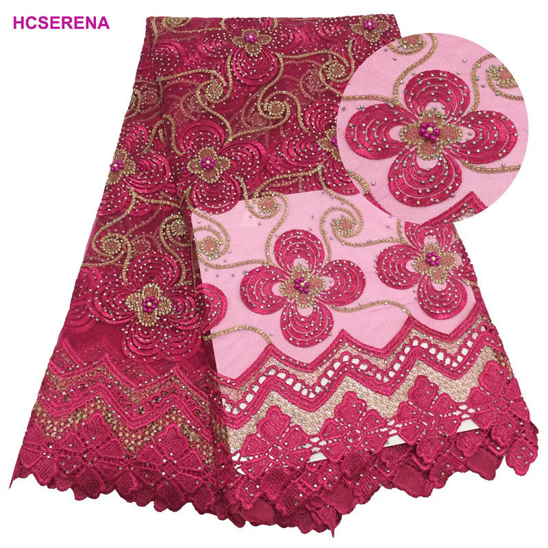 2025 Nigerian Embroidered  Lace Fabric High Quality 5 Yards African Lace Fabric Lace Wedding Dress for Women party Dress .DIY SEWING