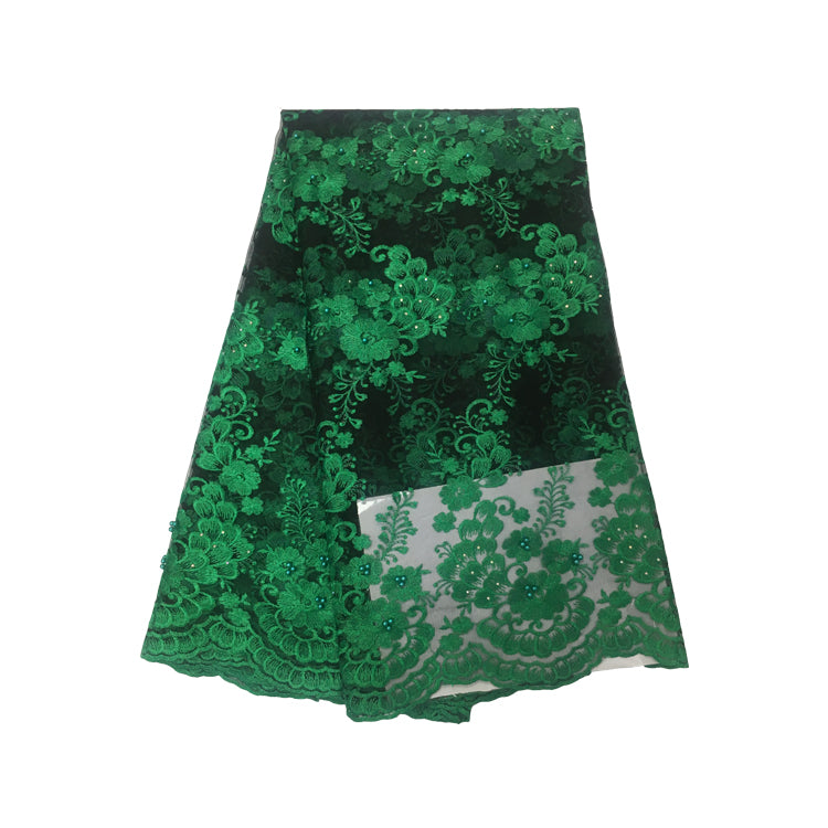 2025 Nigerian Embroidered African Lace Fabric for Wedding - No. 117, 5 Yards