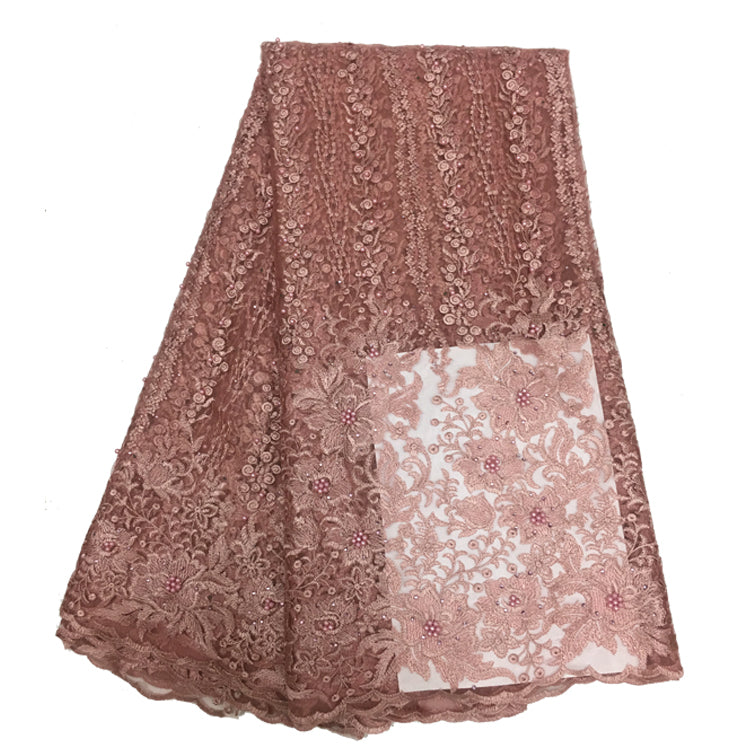 2025 Nigerian Embroidered African Lace Fabric for Wedding - No. 097, 5 Yards