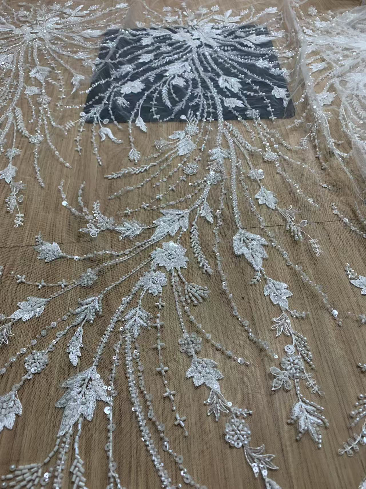 2025 Nigerian Embroidered African Lace Fabric for Wedding - No. 158, 5 Yards