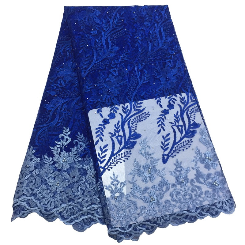 2025 Nigerian Embroidered African Lace Fabric for Wedding - No. 146, 5 Yards