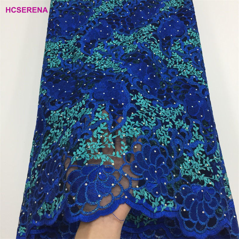 2025 Nigerian Embroidered African Lace Fabric for Wedding - No. 003, 5 Yards