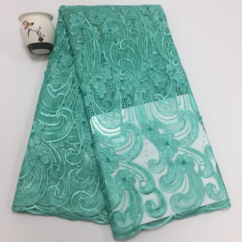 2025 Nigerian Embroidered African Lace Fabric for Wedding - No. 147, 5 Yards