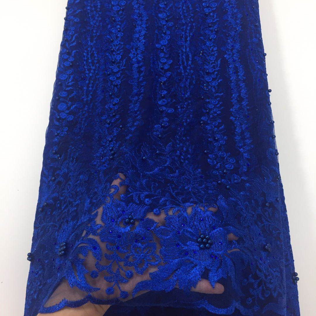 2025 Nigerian Embroidered African Lace Fabric for Wedding - No. 075, 5 Yards