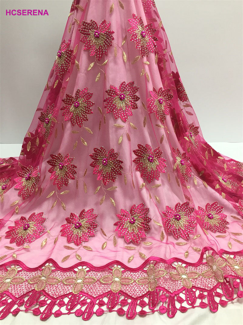 2025 Nigerian Embroidered  Lace Fabric High Quality 5 Yards African Lace Fabric Lace Wedding Dress for Women party Dress .DIY SEWING