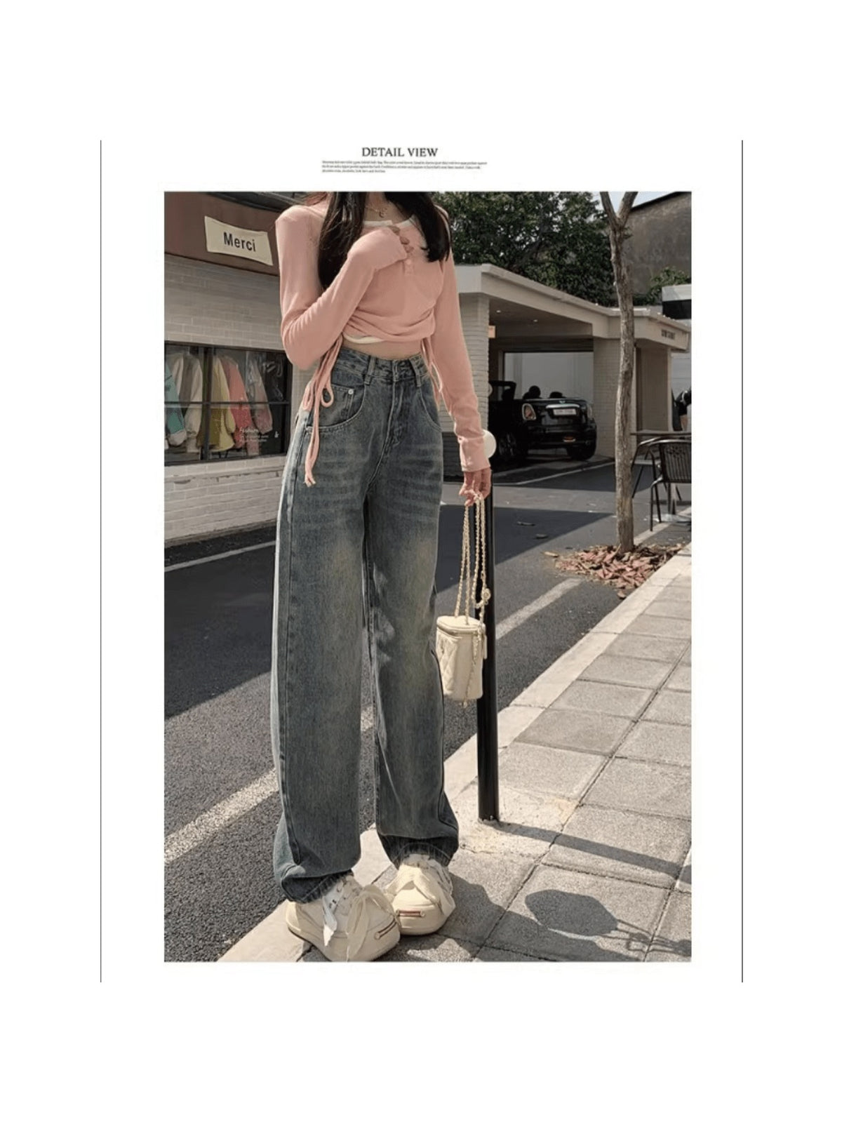 ウォッシュブルー ヴィンテージ ハイウエスト ワイドデニムパンツ レディース 春 スリミング ゆったり ドレッピー 洋ナシ体型 合わせやすい