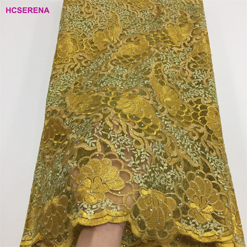 2025 Nigerian Embroidered African Lace Fabric for Wedding - No. 003, 5 Yards