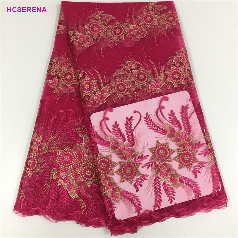 2025 Nigerian Embroidered African Lace Fabric for Wedding - No. 026, 5 Yards