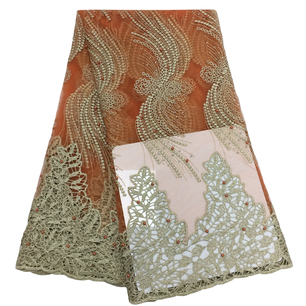 2025 Nigerian Embroidered African Lace Fabric for Wedding - No. 027, 5 Yards