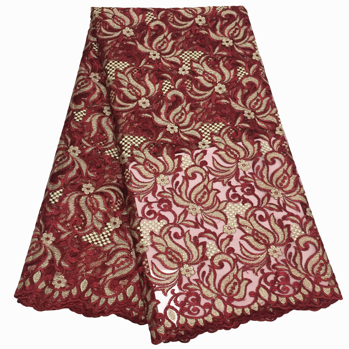 2025 Nigerian Embroidered African Lace Fabric for Wedding - No. 029, 5 Yards