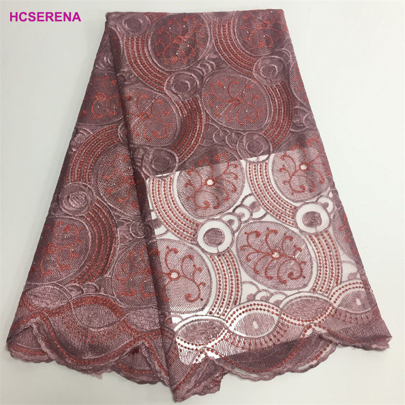 2025 Nigerian Embroidered African Lace Fabric for Wedding - No. 012, 5 Yards