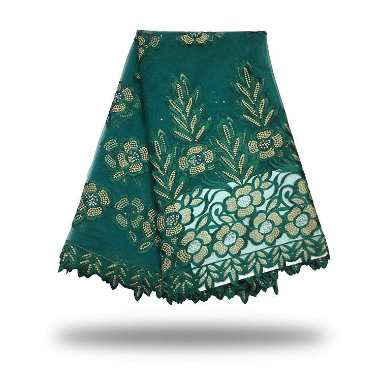 2025 Nigerian Embroidered African Lace Fabric for Wedding - No. 114, 5 Yards