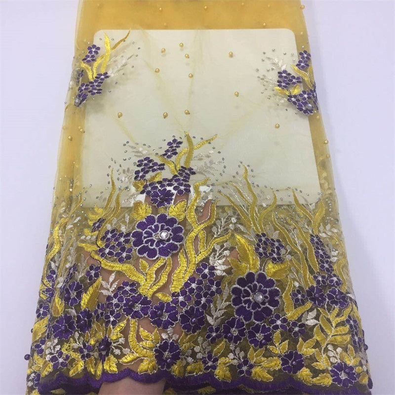 2025 Nigerian Embroidered  Lace Fabric High Quality 5 Yards African Lace Fabric Lace Wedding Dress for Women party Dress .DIY SEWING