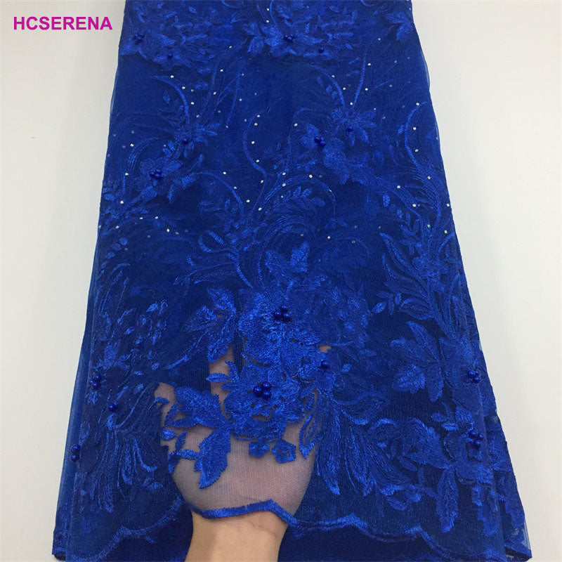 2025 Nigerian Embroidered African Lace Fabric for Wedding - No. 011, 5 Yards