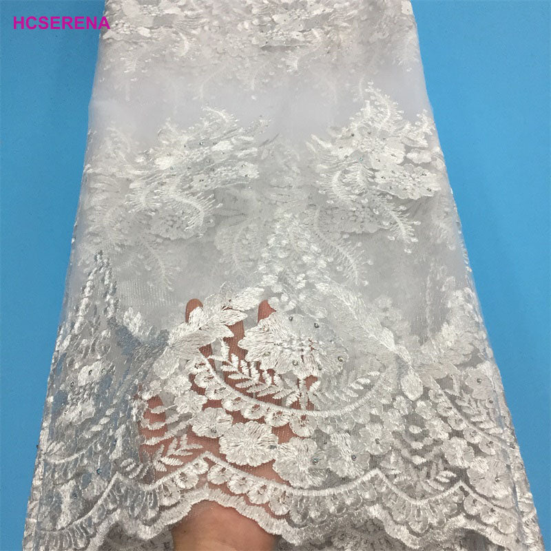 2025 Nigerian Embroidered African Lace Fabric for Wedding - No. 043, 5 Yards