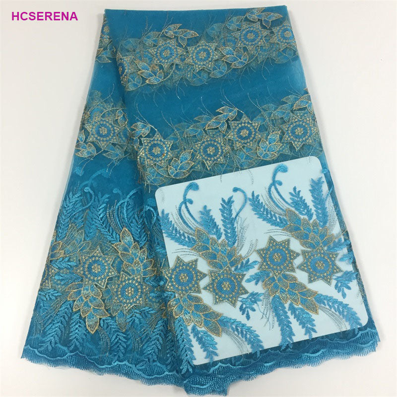 2025 Nigerian Embroidered African Lace Fabric for Wedding - No. 026, 5 Yards