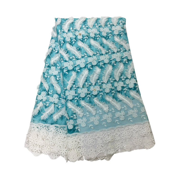 2025 Nigerian Embroidered African Lace Fabric for Wedding - No. 096, 5 Yards