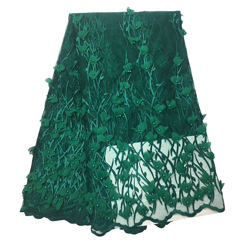 2025 Nigerian Embroidered African Lace Fabric for Wedding - No. 111, 5 Yards