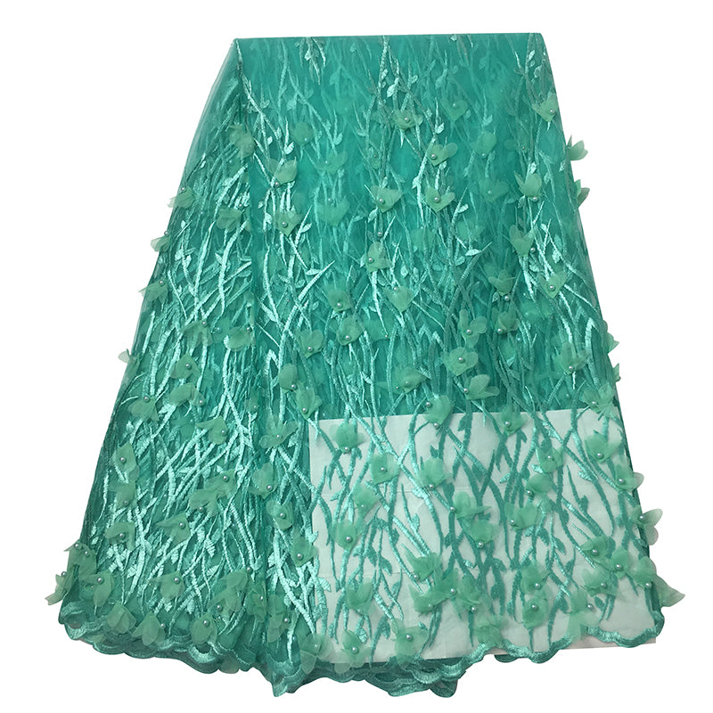 2025 Nigerian Embroidered African Lace Fabric for Wedding - No. 045, 5 Yards