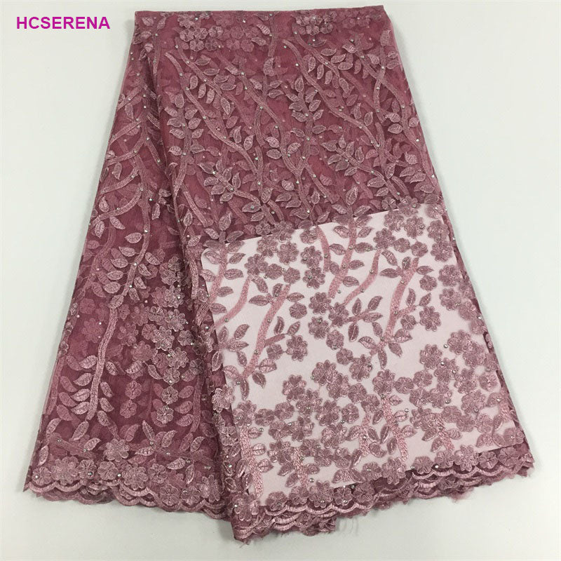 2025 Nigerian Embroidered African Lace Fabric for Wedding - No. 033, 5 Yards